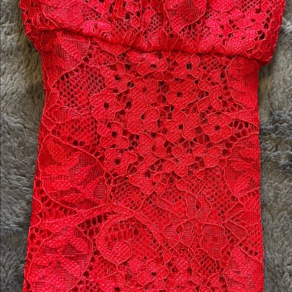 Red Laced Mesh Top - Picture 5 of 6